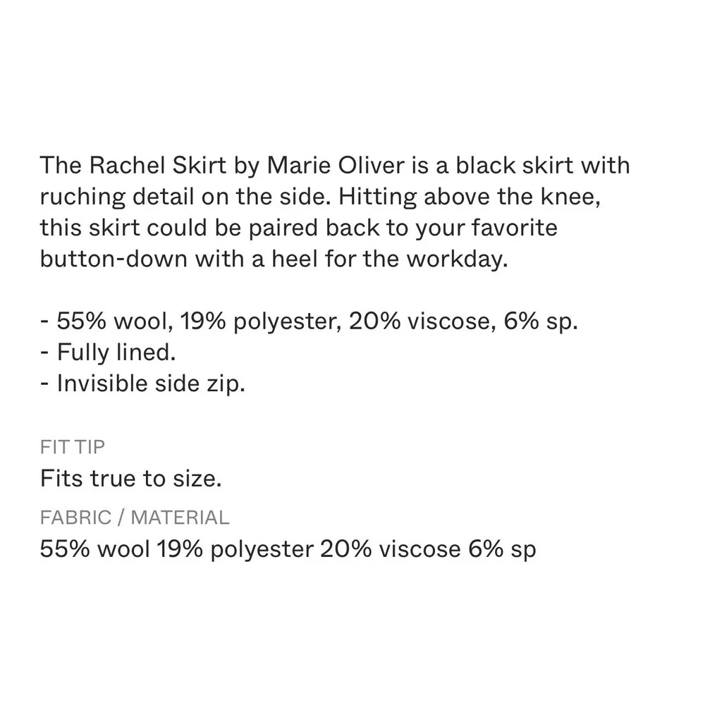 NWT Marie Oliver‎ Rachel Women's Rugged Ruched Wool Black Skirt 8 MSRP $238